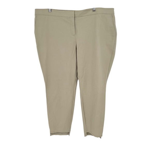 Lafayette 148 Manhattan Pant Women's Size 18 Khaki Brown Step Hem Pockets Casual - Picture 1 of 15